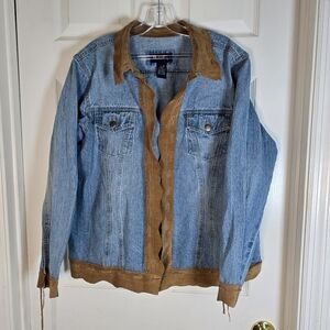Denim & Co‎ Denim Brown Suede Womens Vintage Jacket 1X